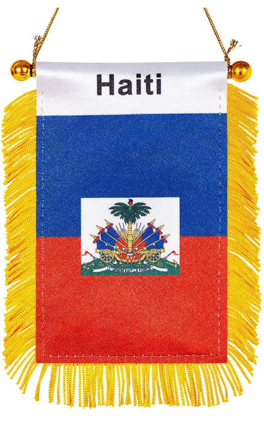 Haitian Flag Car Mirror Mini Banner